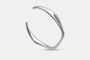 Silver wave cuff bracelet, smooth open bangle with curved wave shape