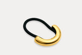 Muse hair tie with gold-tone metal ring and black elastic band