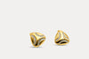 Gold sculpted curve earrings with crystal-like stones, pair view