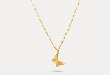 Gold butterfly pendant necklace with delicate chain