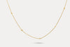 Gold chain necklace with tiny round crystal accents spaced along the length