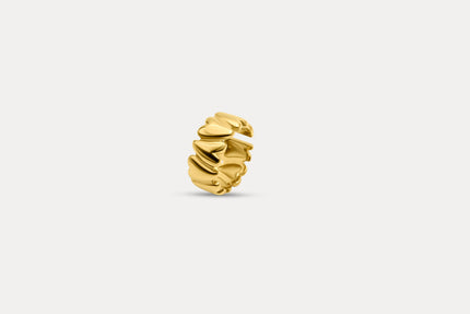 Gold sculpted heart ring with stacked heart band
